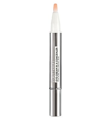 L'Oreal Paris True Match Eye Cream in a Concealer, Hyaluronic Acid, natural finish, buildable coverage
