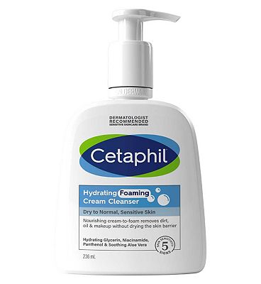 Cetaphil Hydrating Foaming Cream Cleanser, Face Wash Sensitive Skin 236ml