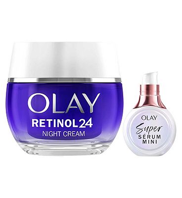 Olay Retinol 24 Night Cream 50ml & Olay Super Serum, Hydrating Face Serum 14ml Bundle