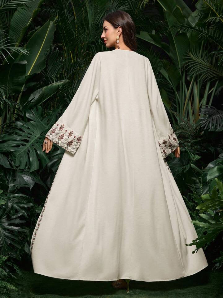 Najma Women's Elegant Conservative Arabic Abaya With Pattern, Modest Robe