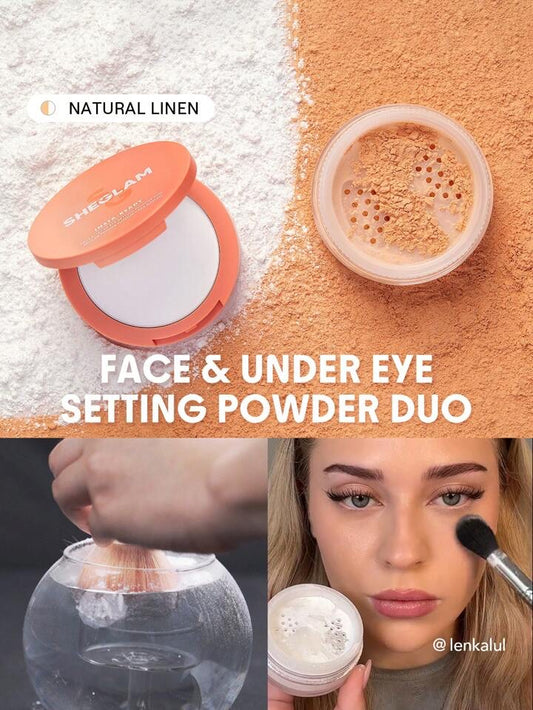 SHEGLAM Insta-Ready Face & Under Eye Setting Powder Duo-Natural Linen