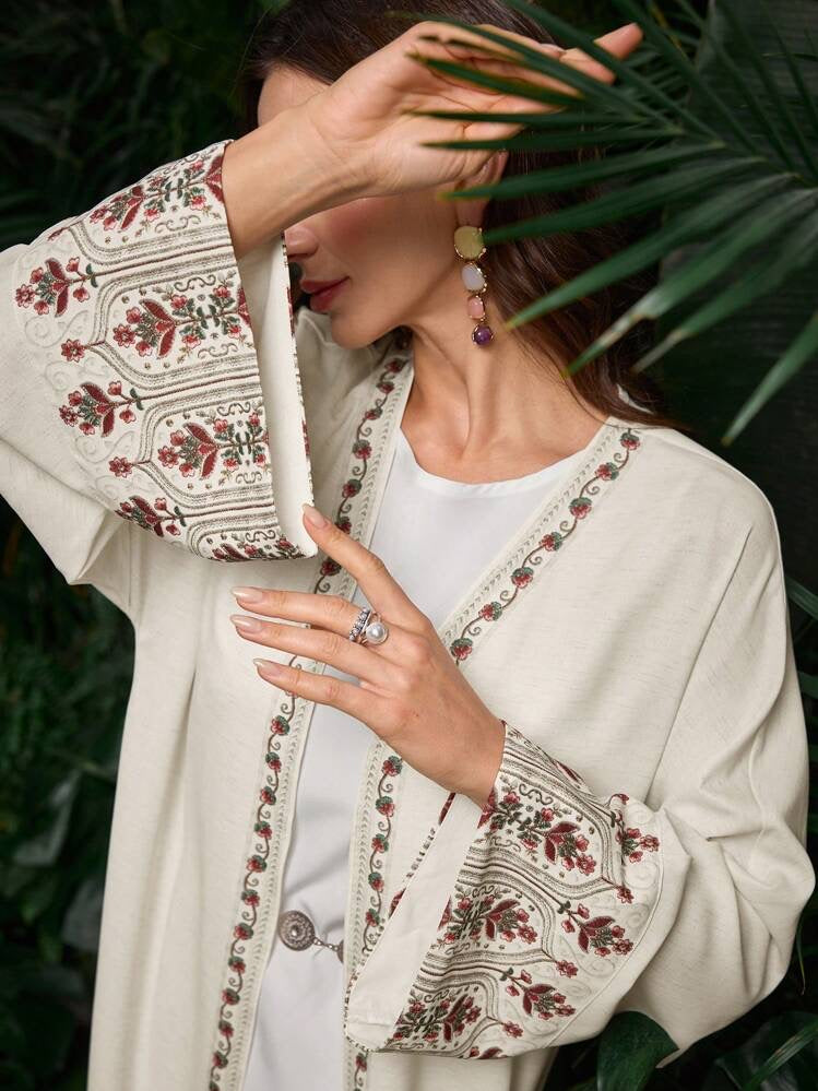 Najma Women's Elegant Conservative Arabic Abaya With Pattern, Modest Robe
