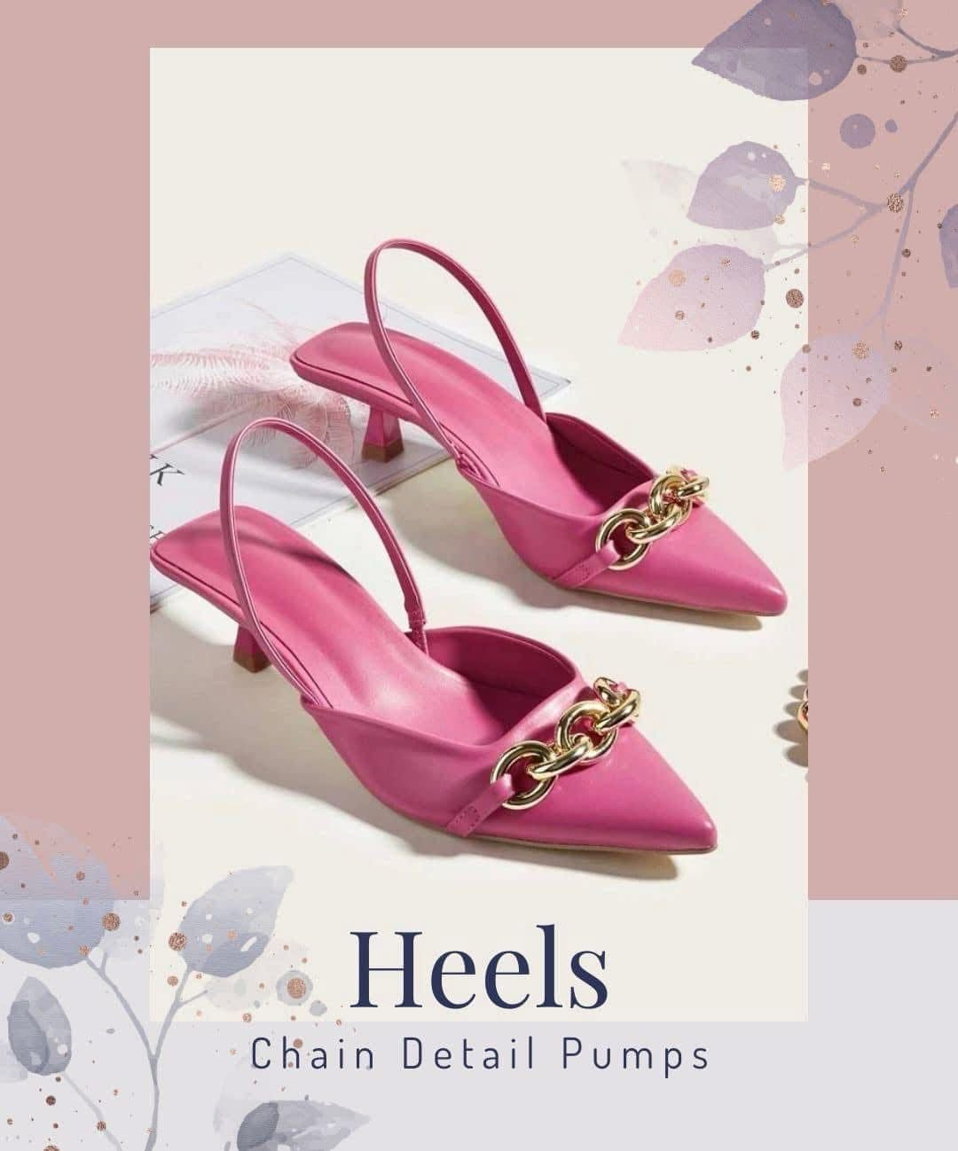 Chain Decor Point Toe Slingback Pumps