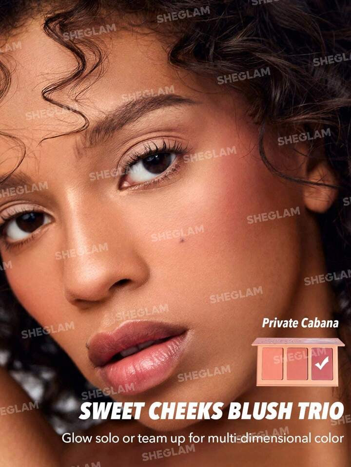 SHEGLAM Sweet Cheeks Blush Trio-Private Cabana 3-Clolor Powder Blush