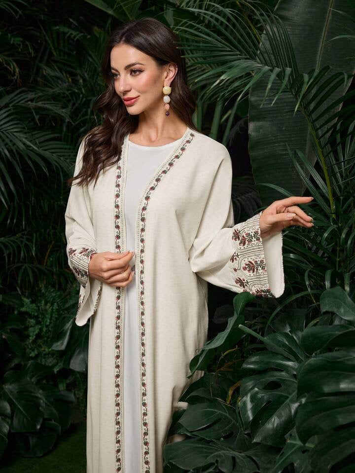 Najma Women's Elegant Conservative Arabic Abaya With Pattern, Modest Robe