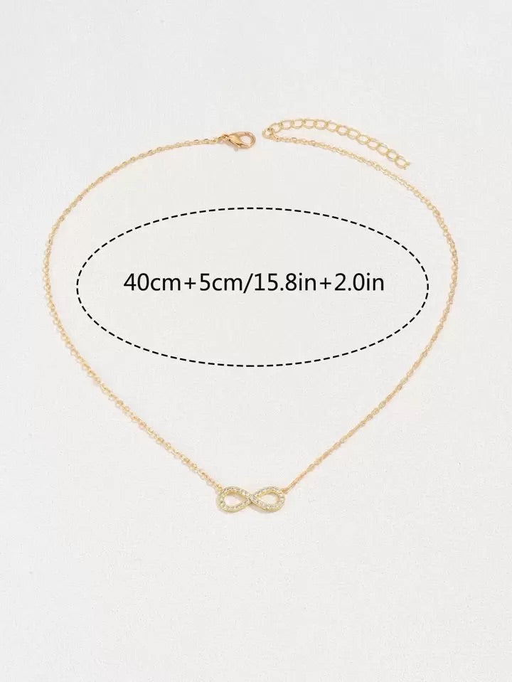 1pc Cubic Zirconia Infinity Symbol Charm Necklace Copper Jewelry