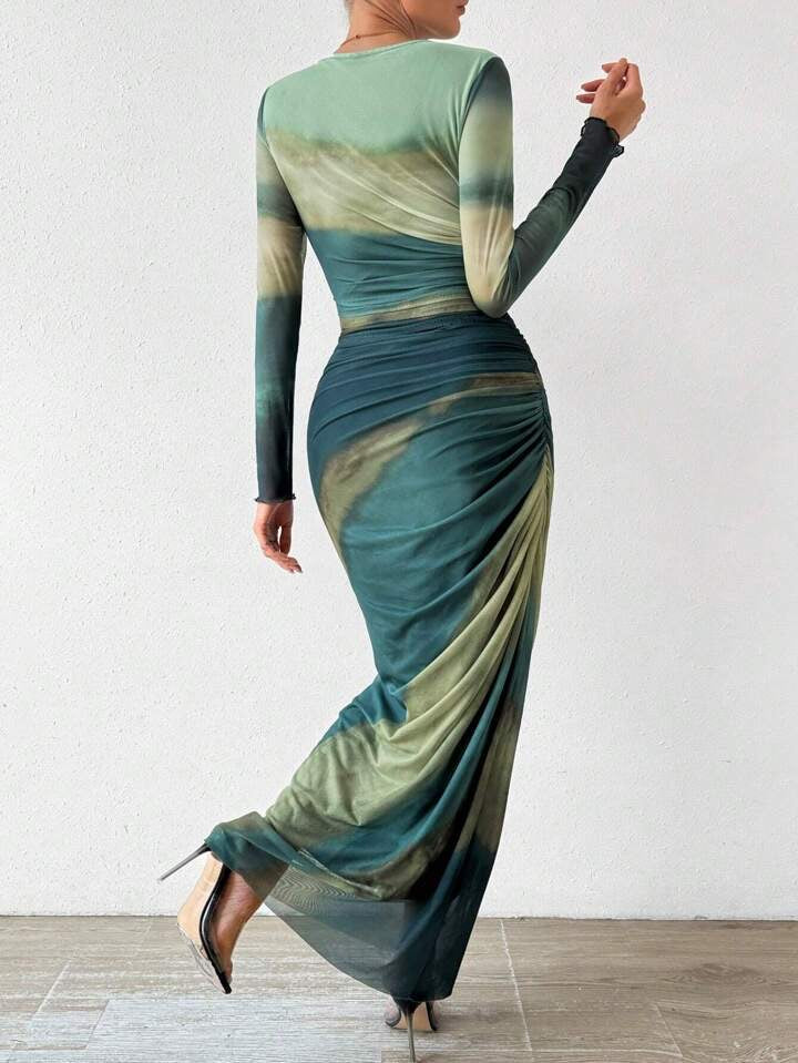 Chiquease Women's Tie-Dye Pleated Dress Maxi Women Outfit