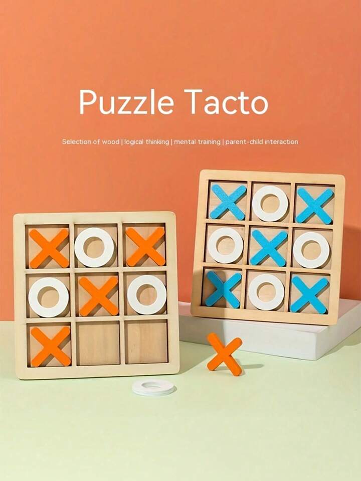 Wooden Chess Toys For Children's Puzzle Game XO Double Play