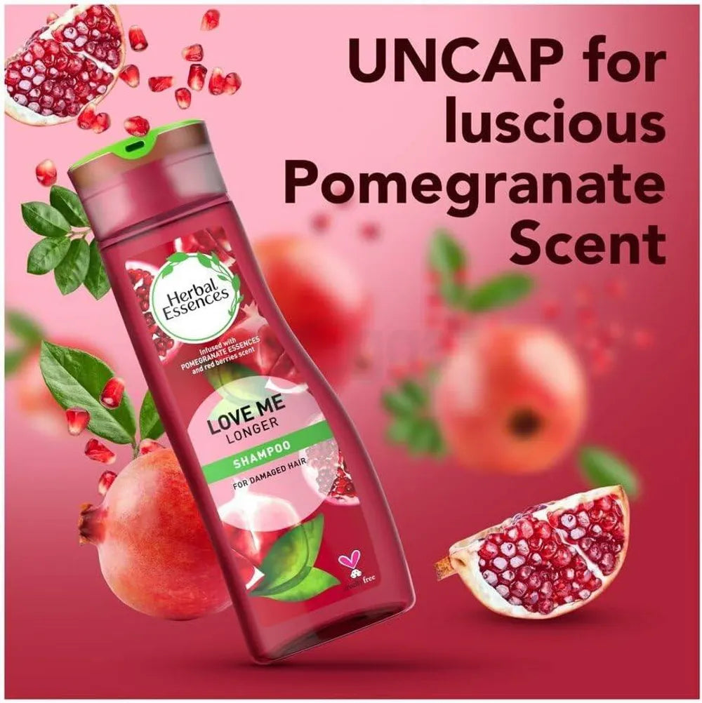 Herbal Essences Love Me Longer Shampoo Infused with Pomegranate Essences and Red Berries Scent - 400ml