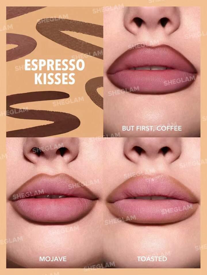 SHEGLAM So Lippy Lip Liner Set-Espresso Kisses 3 Pcs/Set Soft Matte Brown Lip Liner Pencil