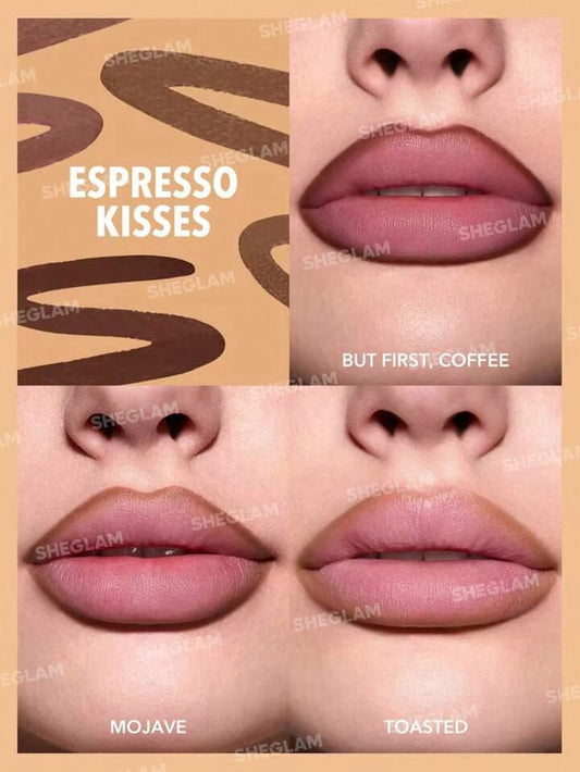 SHEGLAM So Lippy Lip Liner Set-Espresso Kisses 3 Pcs/Set Soft Matte Brown Lip Liner Pencil