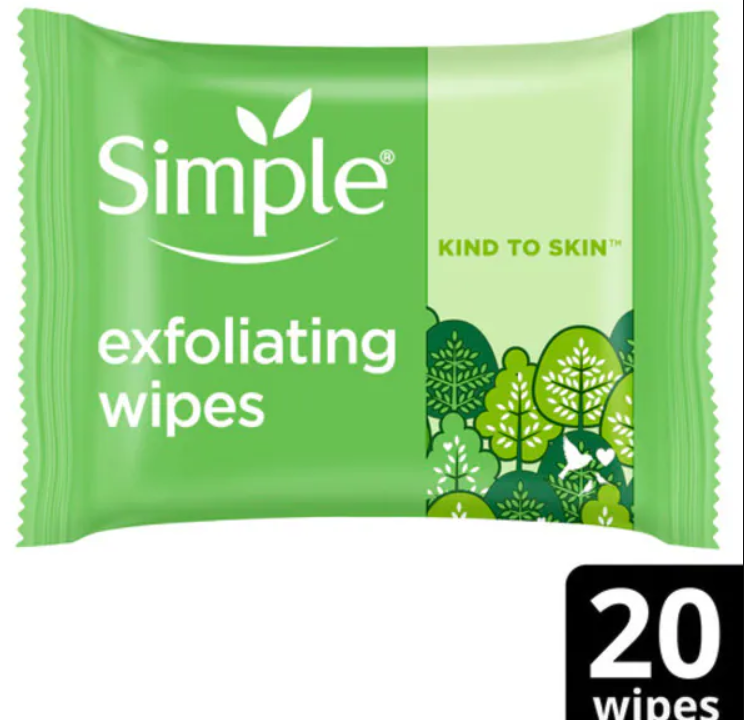 Simple Kind to Skin Biodegradable Exfoliating Wipes 20pc