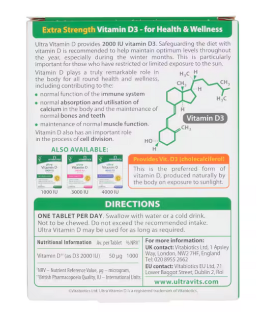 Vitabiotics Ultra Vitamin D3 2000 IU - 96 Tablets