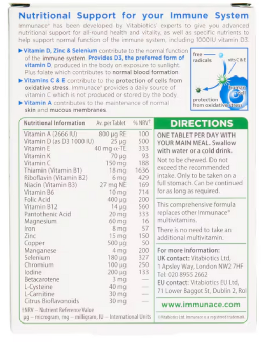 Vitabiotics Immunance Immune System 30 Tablets