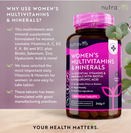 Nutravita Women's Multivitamins with Biotin - 180 Vegan Tabs
