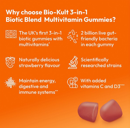Bio-Kult Strawberry 3In1 Pre/Pro/Post Bioticgummies X30