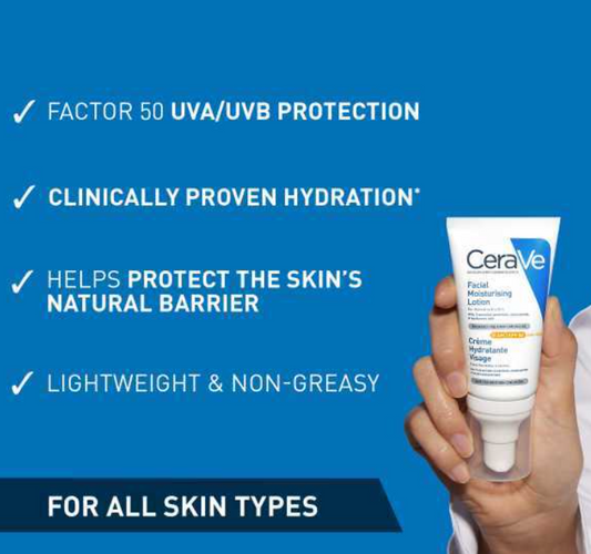 Cerave AM Facial Moisturiser SPF50 Normal to Dry Skin 52ml