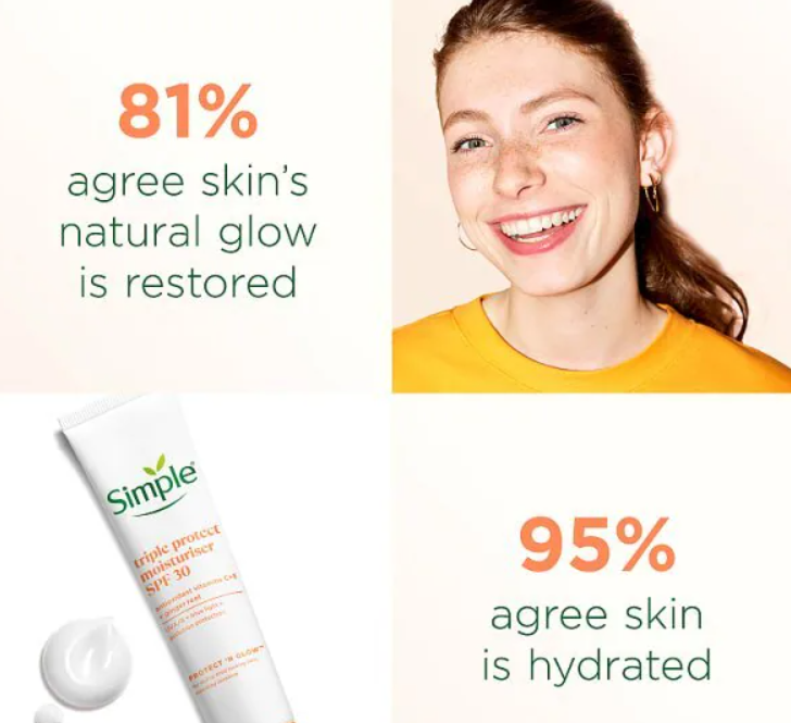 Simple Protect 'N' Glow Triple Protect Moisturiser SPF 30 40 ml