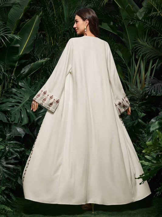 Najma Women's Elegant Conservative Arabic Abaya With Pattern, Modest Robe