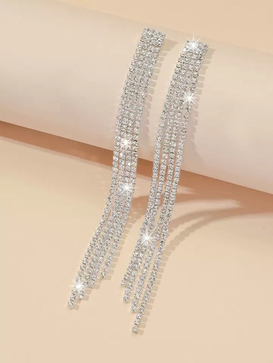 Rhinestone Tassel Drop Earrings