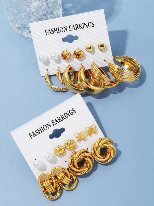 11Pairs/Set Faux Pearl & Heart Decor Earrings Valentines