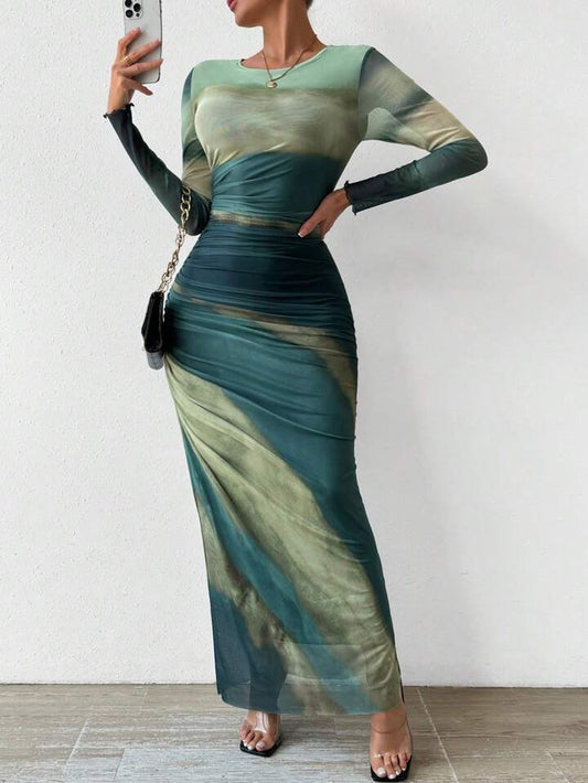 Chiquease Women's Tie-Dye Pleated Dress Maxi Women Outfit