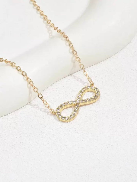 1pc Cubic Zirconia Infinity Symbol Charm Necklace Copper Jewelry