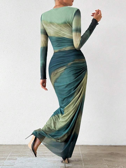 Chiquease Women's Tie-Dye Pleated Dress Maxi Women Outfit