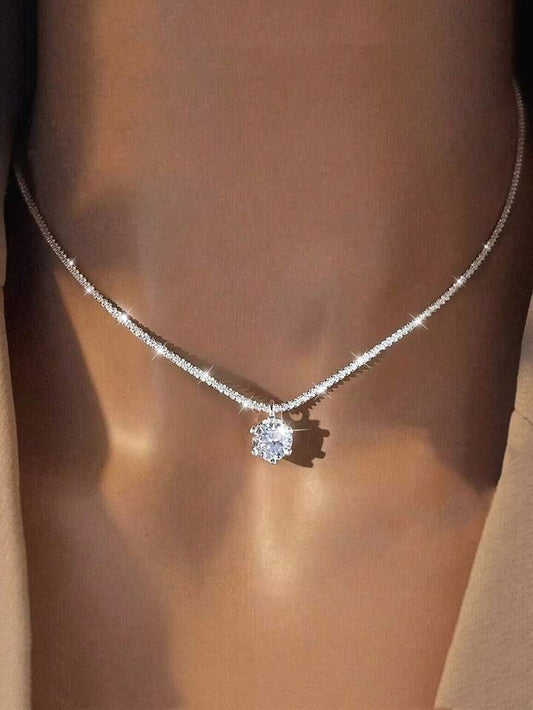 1pc Silver Single Diamond Small Pendant