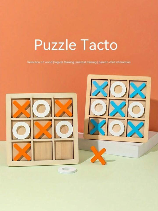 Wooden Chess Toys For Children's Puzzle Game XO Double Play