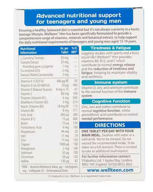 Vitabiotics Wellteen Him 30 Tablets