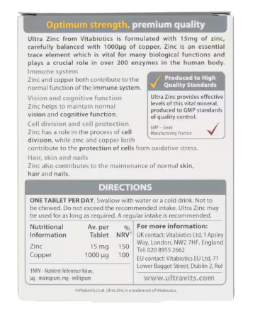 Vitabiotics Ultra Zinc X 30 tablets