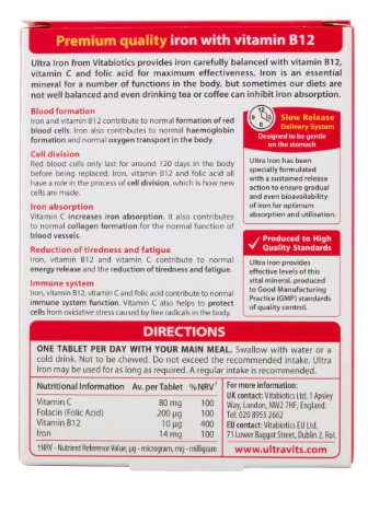 Vitabiotics Ultra Iron X 30 tablets
