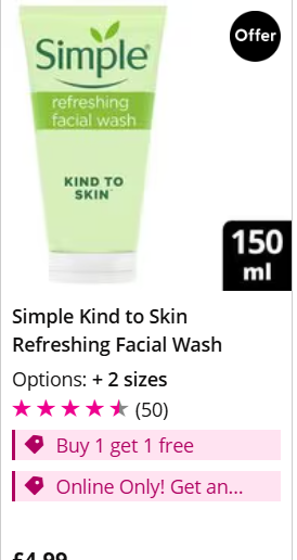 Simple Kind to Skin Refreshing Facial Wash